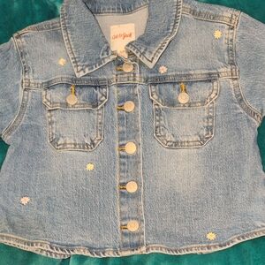 Cat & Jack Light Blue Kids Denim Jacket with Floral Details